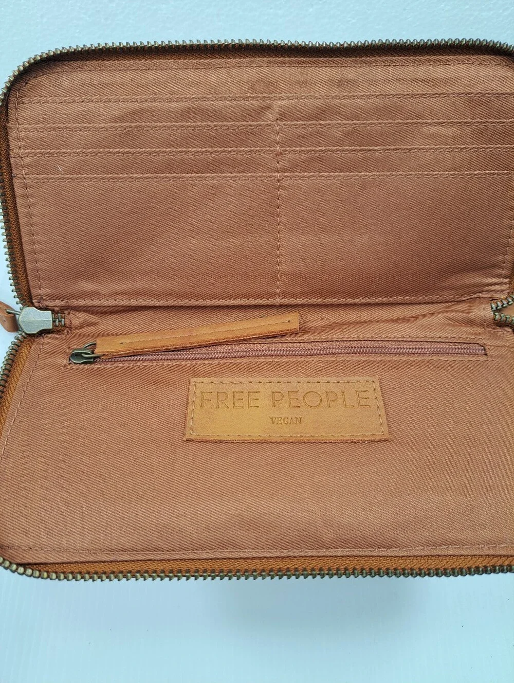 NWT Free People Vegan Leather Wallet Brown Boho Distressed Vegan Wallet